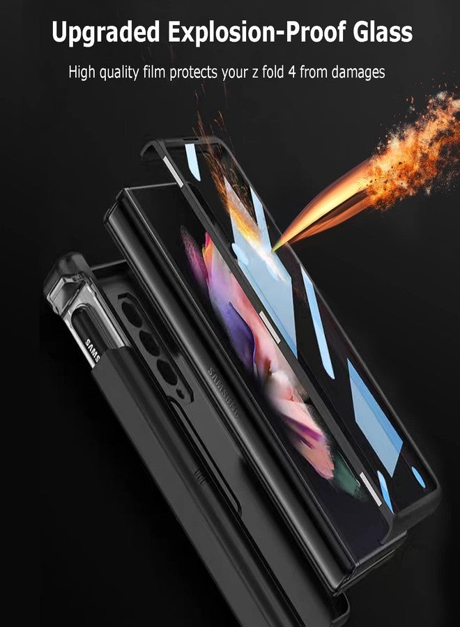 NINKI for Samsung Galaxy Z Fold 4 Case with Screen Protector,S Pen Holder & Strap & Stand & Hinge Protection Full Body Military Grade Shockproof Cover Case for Samsung Galaxy Fold 4 Carbon Fiber - Image 3